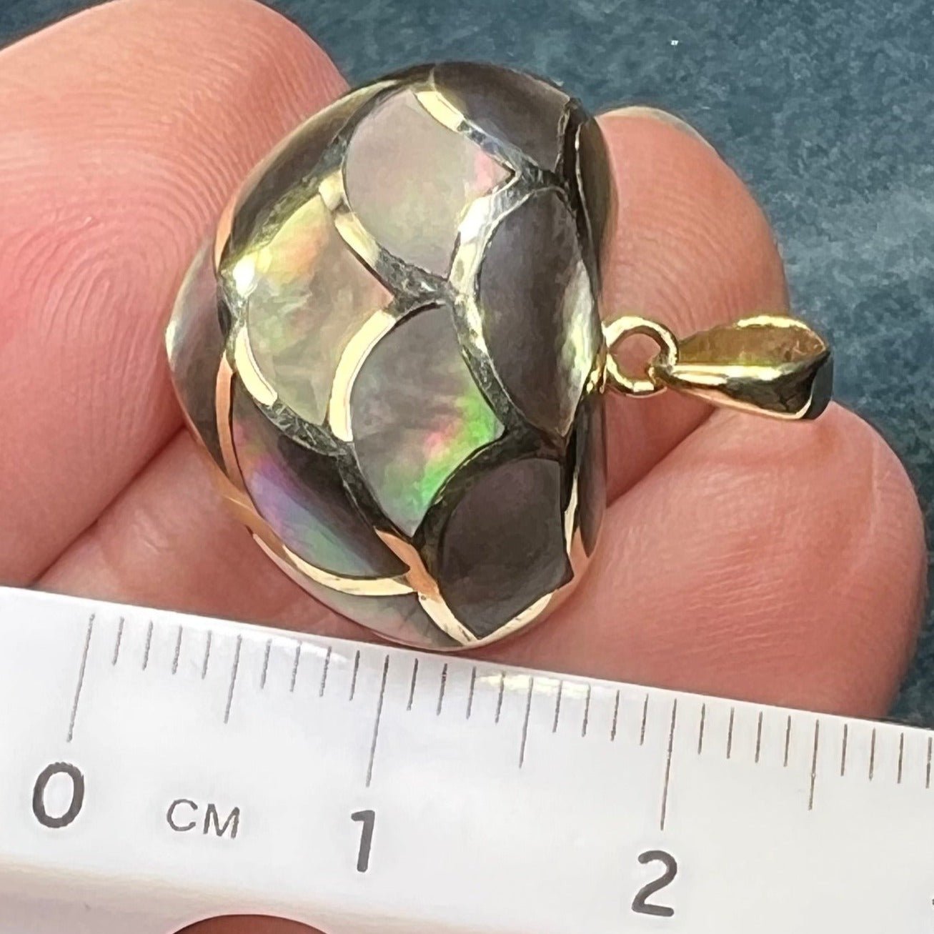 14k Gold Inlaid Black Shell MERMAID's HEART Pendant *Video*