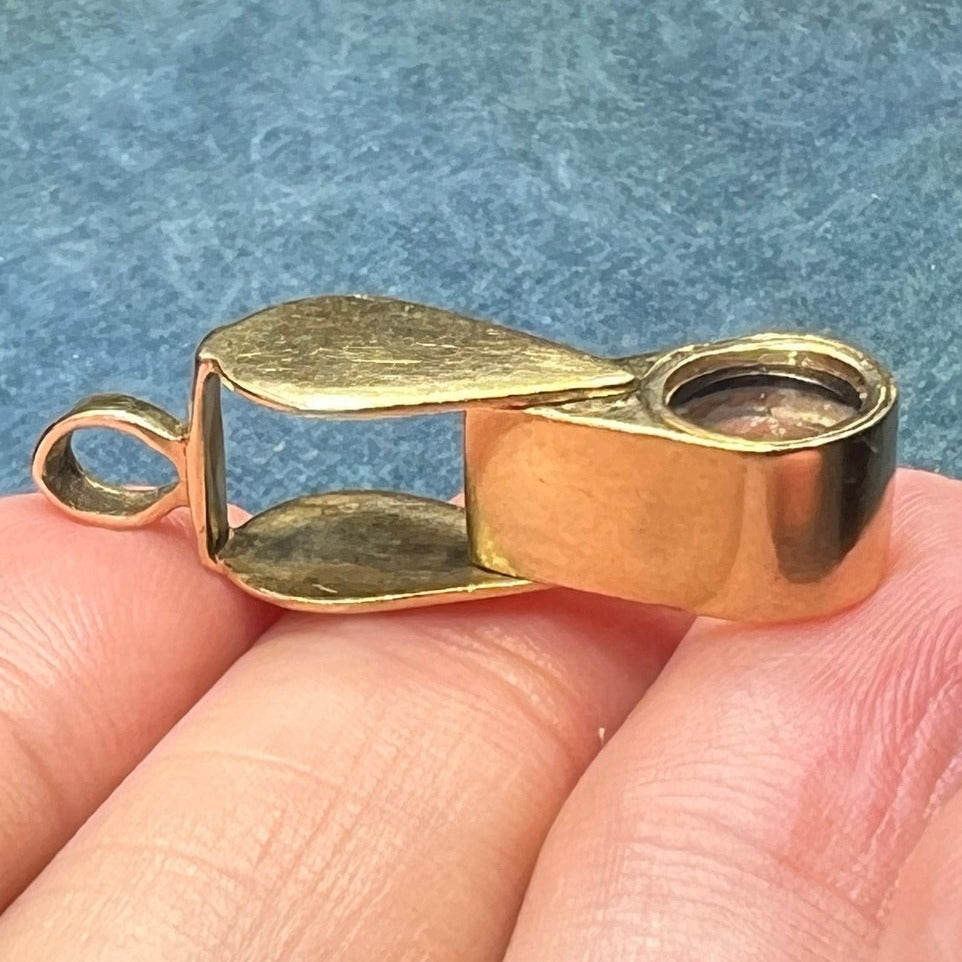 14k Gold Jeweler's LOUPE Magnifier Pendant. 6g. WORKS! *TINY*