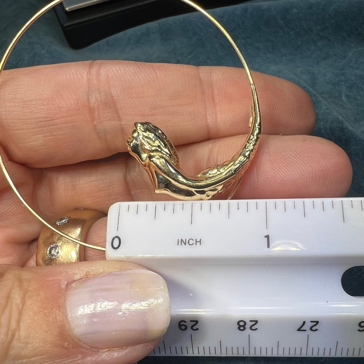 14k Gold MERMAID Runway Large Hoop Art Deco Earrings *VIDEO*