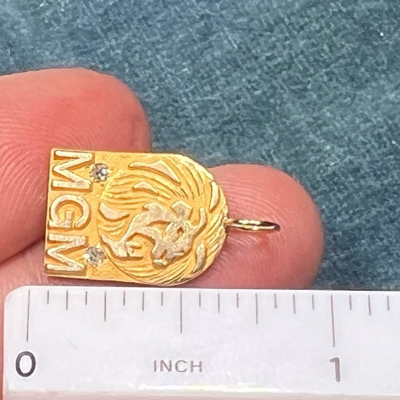 14k Gold MGM LION Pendant w Gypsy-Set Diamonds *RARE*