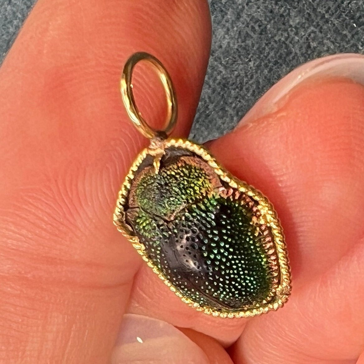 14k Gold Real SCARAB Egyptian Beetle Milgrain Pendant. Victorian A