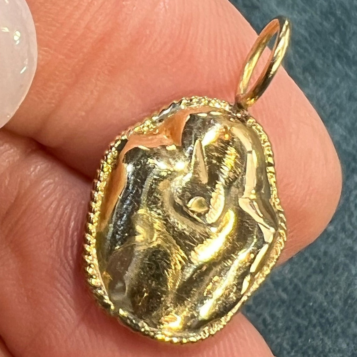 14k Gold Real SCARAB Egyptian Beetle Milgrain Pendant. Victorian A