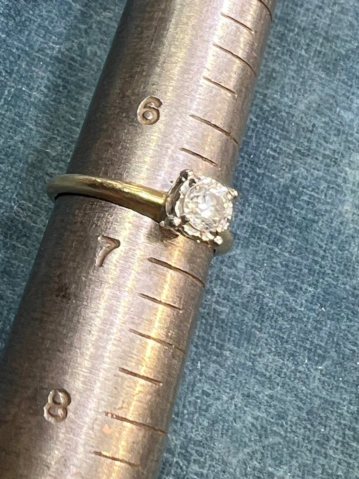 14k Gold Solitaire Diamond Engagement Ring. Classic Antique