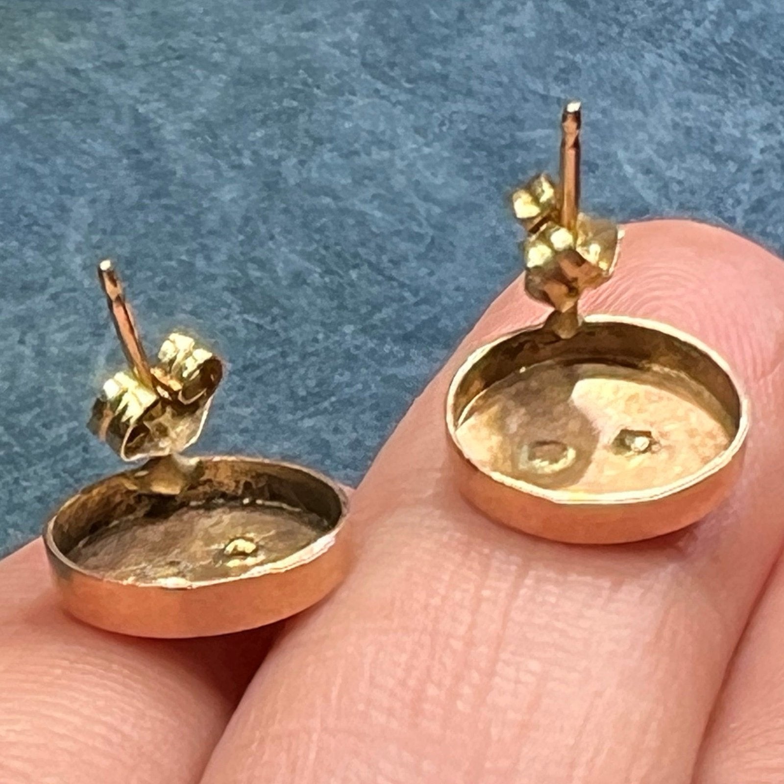 14k Rose Gold & Platinum Antique Insect Bug Disk Earrings