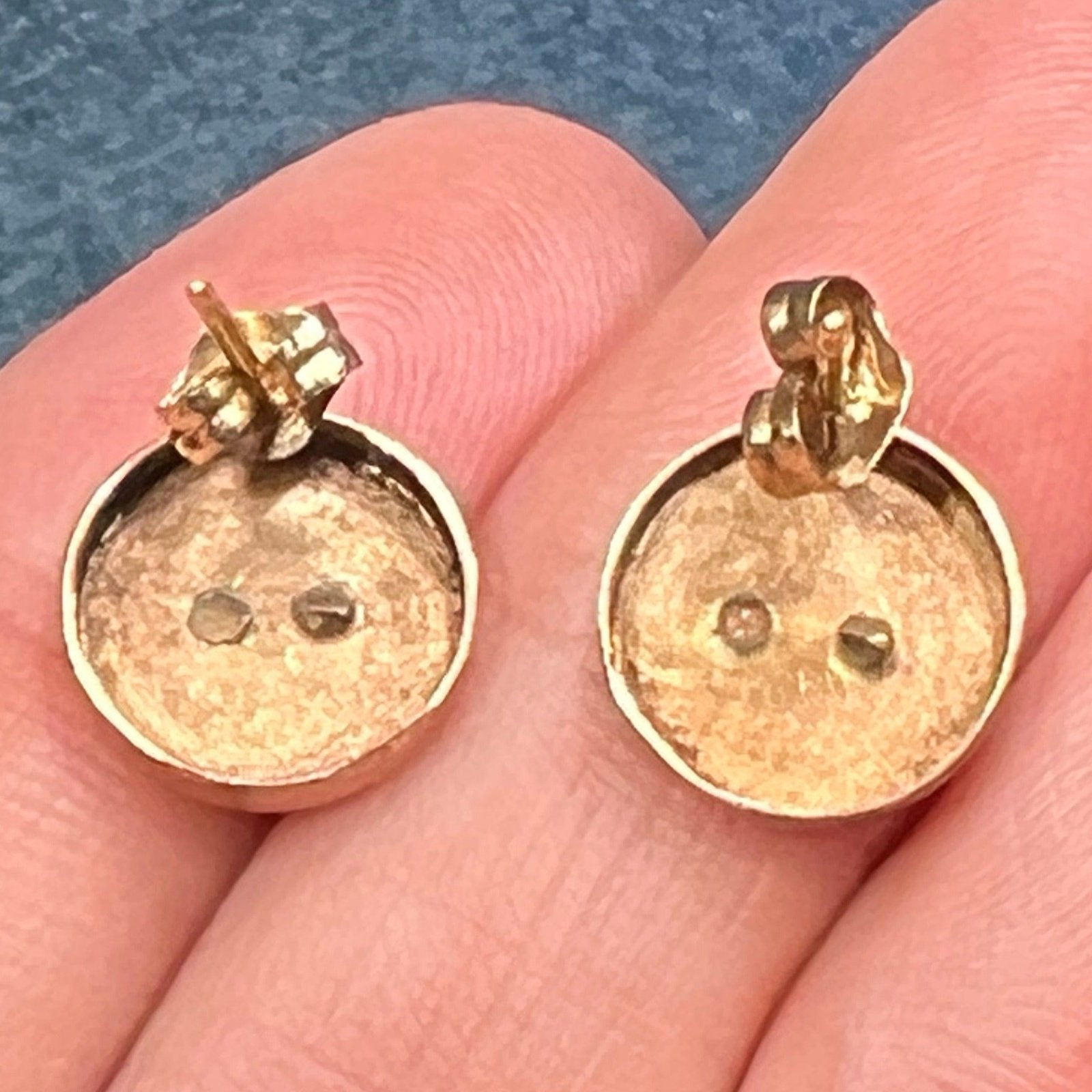 14k Rose Gold & Platinum Antique Insect Bug Disk Earrings