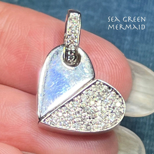 14k White Gold Diamond 4-Way Heart Pendant. FLIPS *Video*