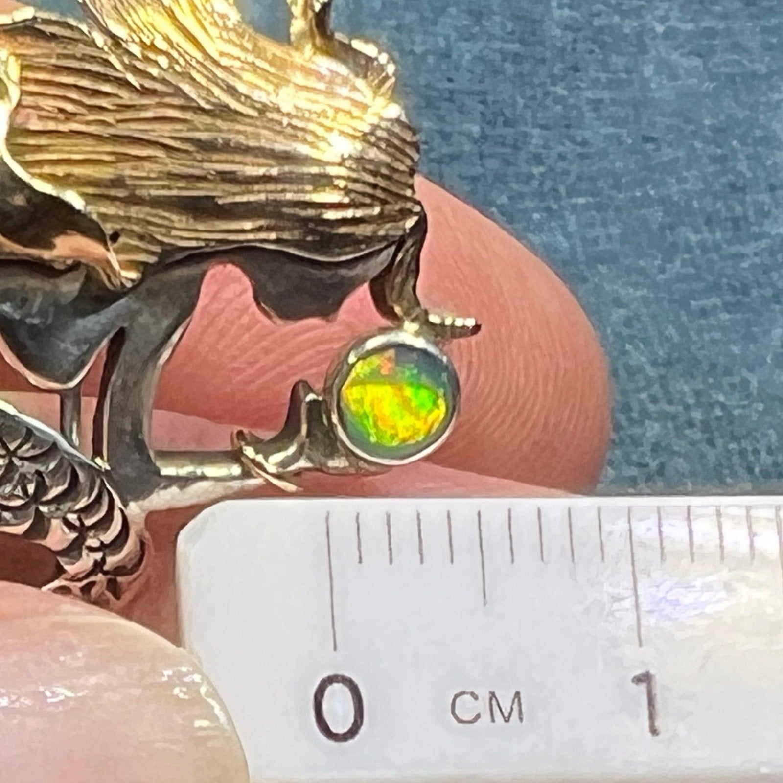 14k Yellow Gold & 925 Australian Opal MERMAID Pendant. 1.75" + 7g *Video*