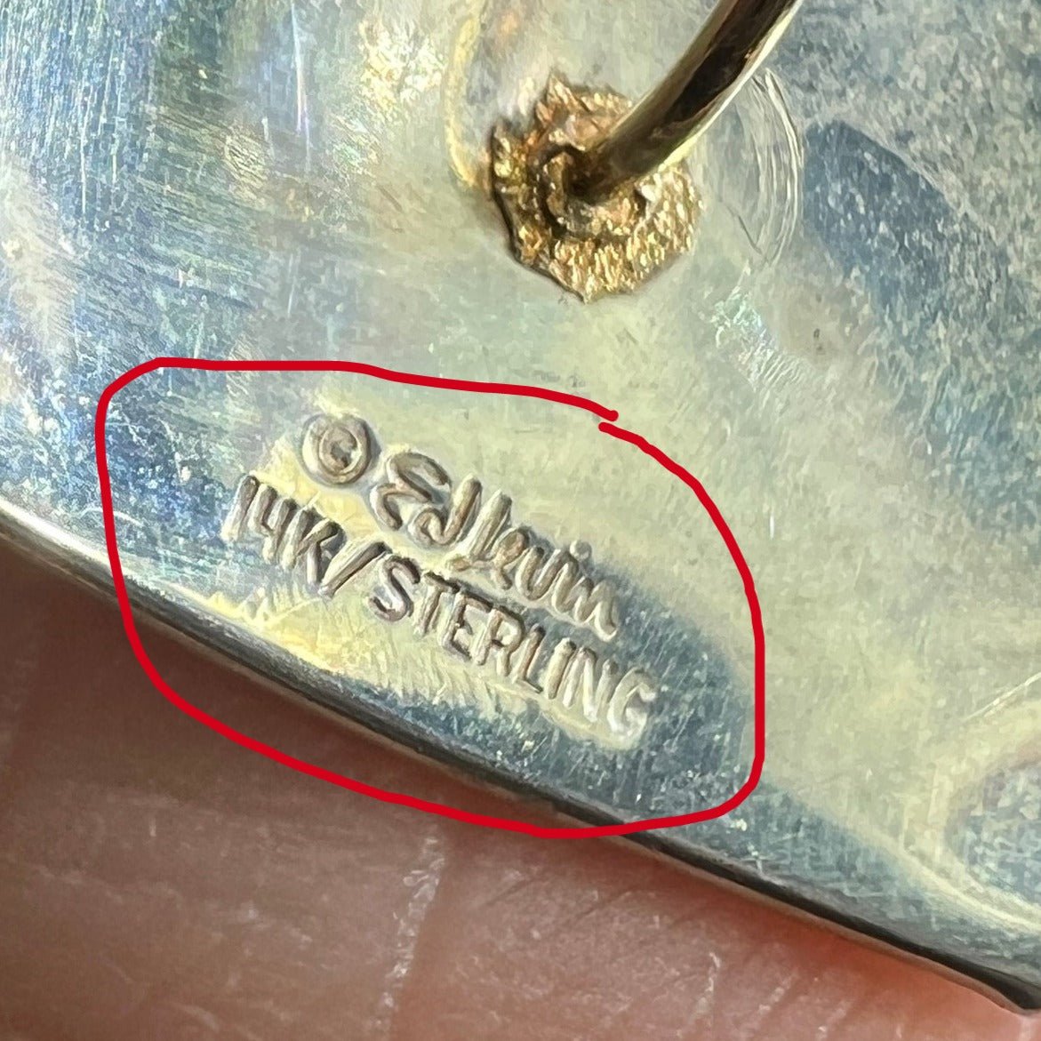 14k Yellow Gold + 925 ED LEVIN Half-Moon Sunset Pendant - B