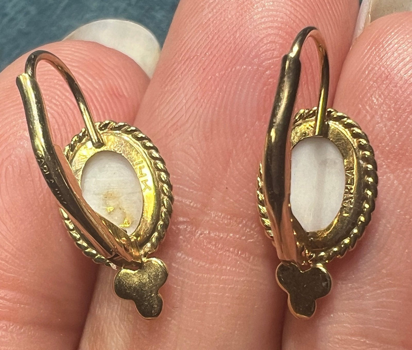 14k Yellow Alaskan Gold in Quartz Leverback Earrings. Carla