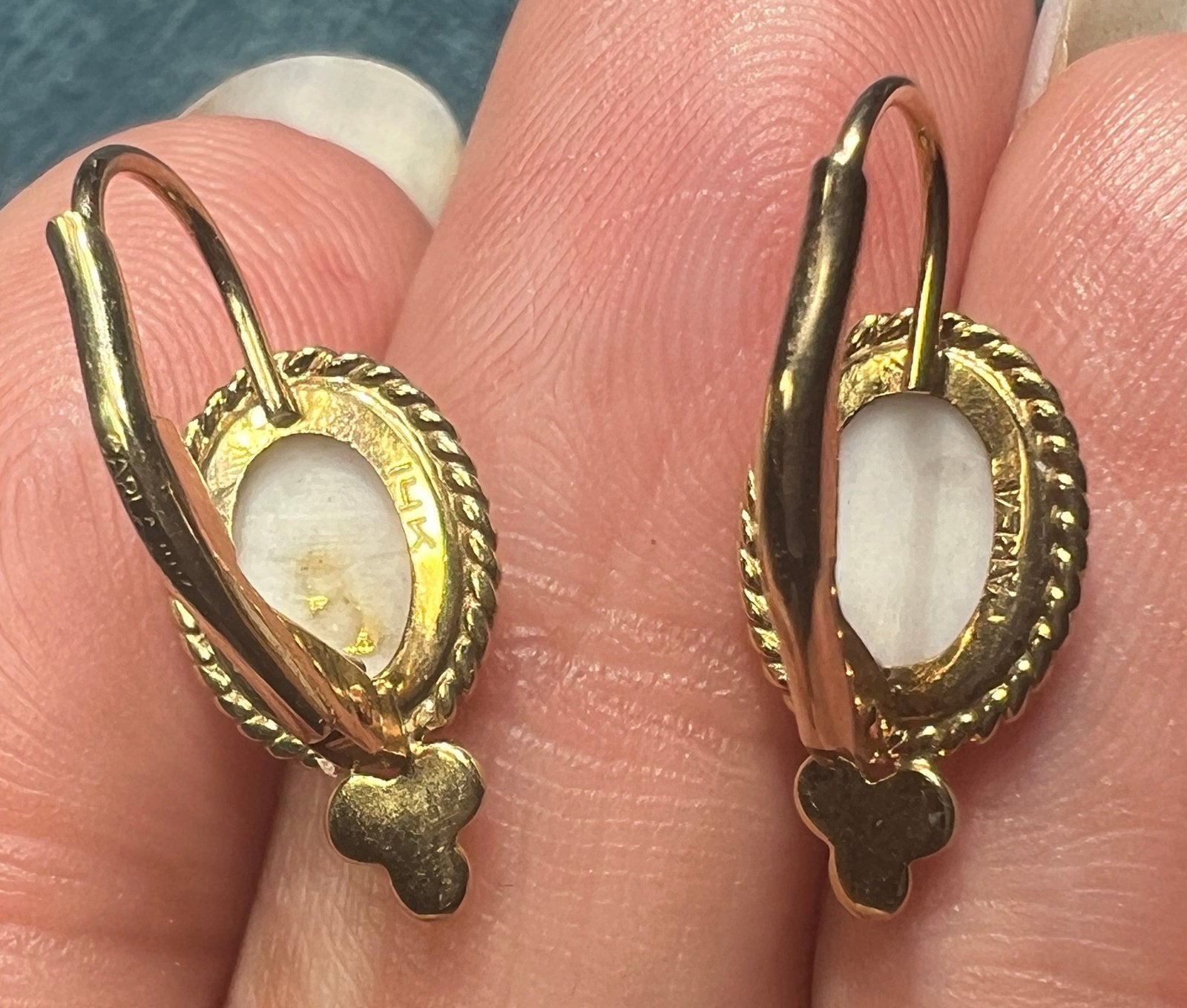 14k Yellow Alaskan Gold in Quartz Leverback Earrings. Carla