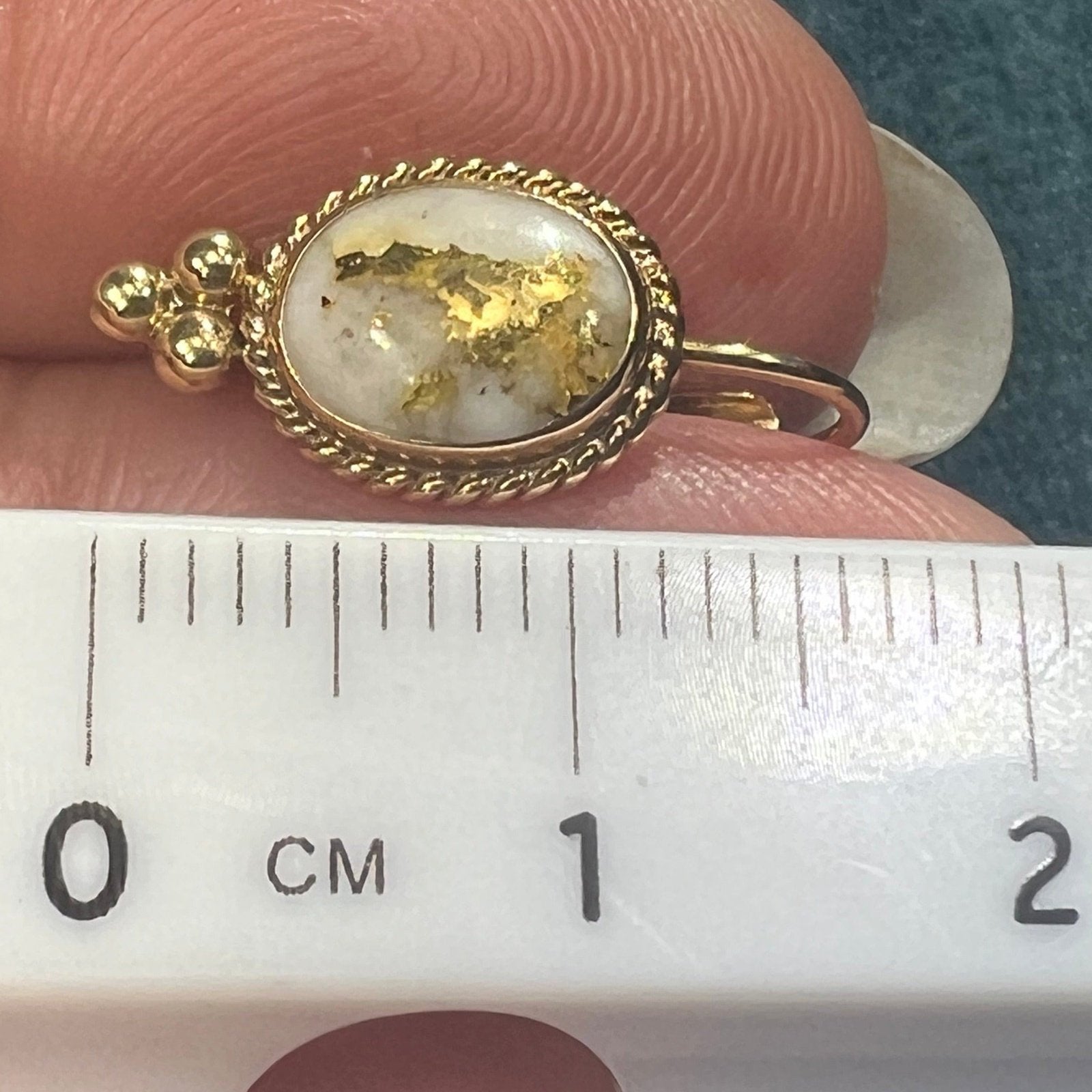 14k Yellow Alaskan Gold in Quartz Leverback Earrings. Carla