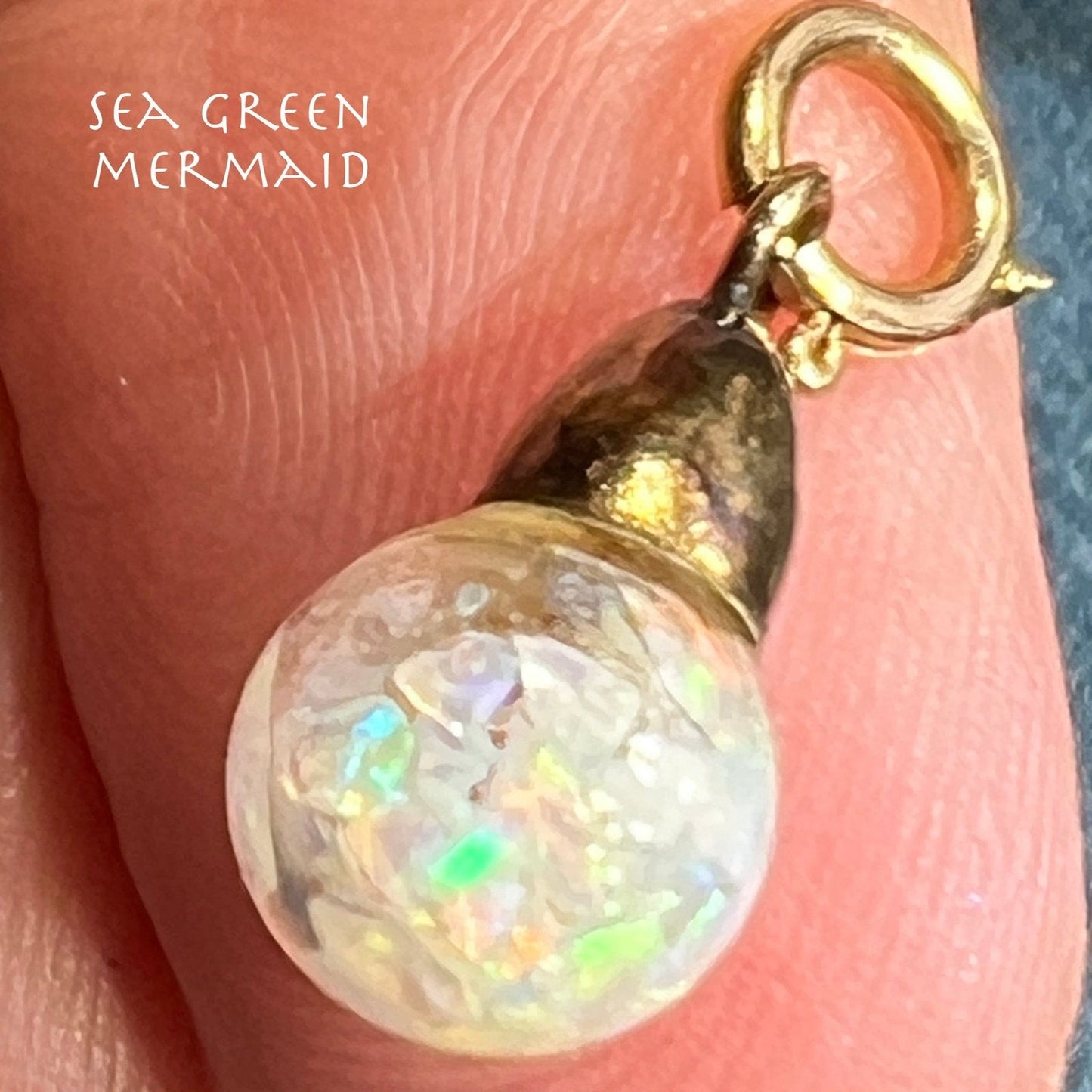 14k Yellow Gold Australian "FLOATING OPAL" Pendant. TIny! *VIDEO*