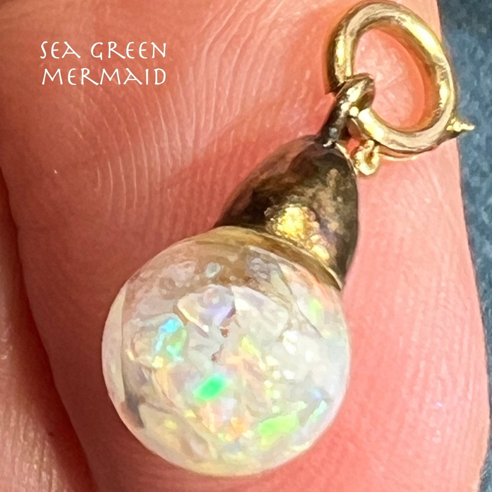 14k Yellow Gold Australian "FLOATING OPAL" Pendant. TIny! *VIDEO*