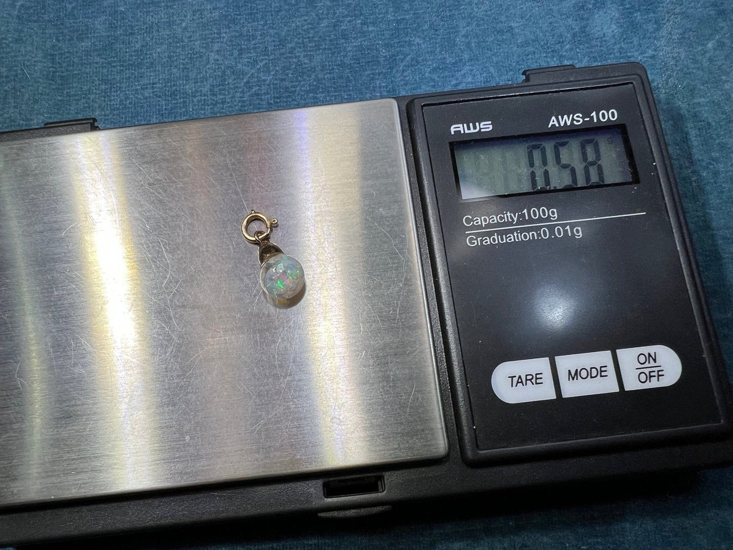 14k Yellow Gold Australian "FLOATING OPAL" Pendant. TIny! *VIDEO*