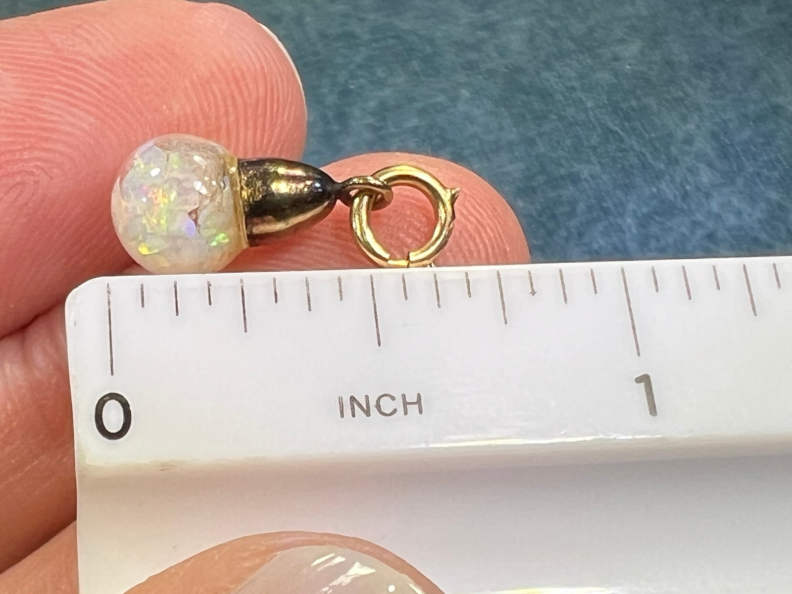 14k Yellow Gold Australian "FLOATING OPAL" Pendant. TIny! *VIDEO*