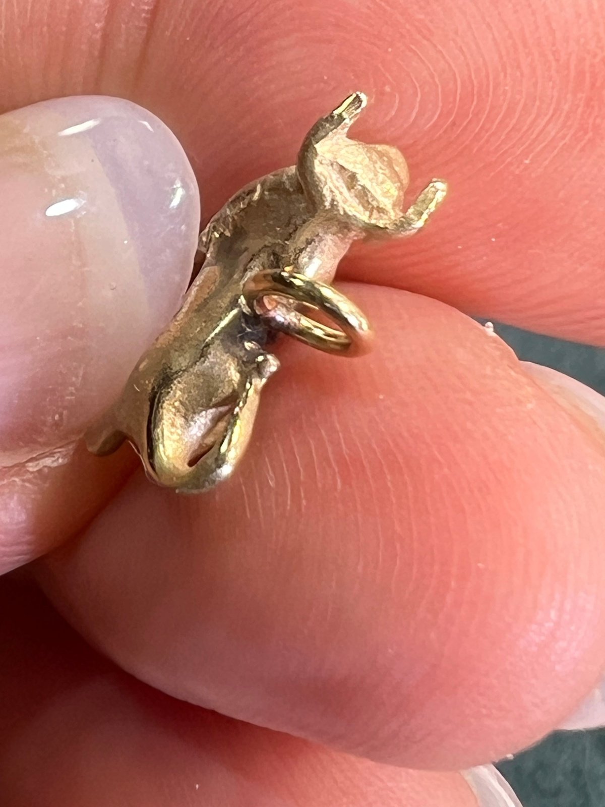 14k Yellow Gold BULL or OX Pendant w Diamond Eye. Teeny!