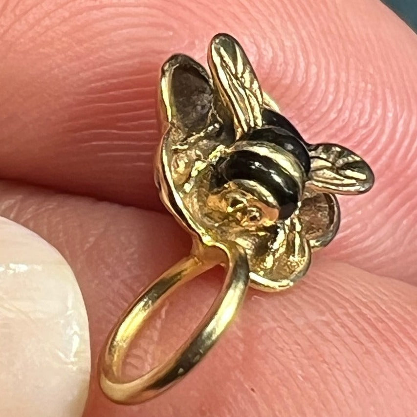 14k Yellow Gold Bumble BEE Pendant. Designer TINY!!