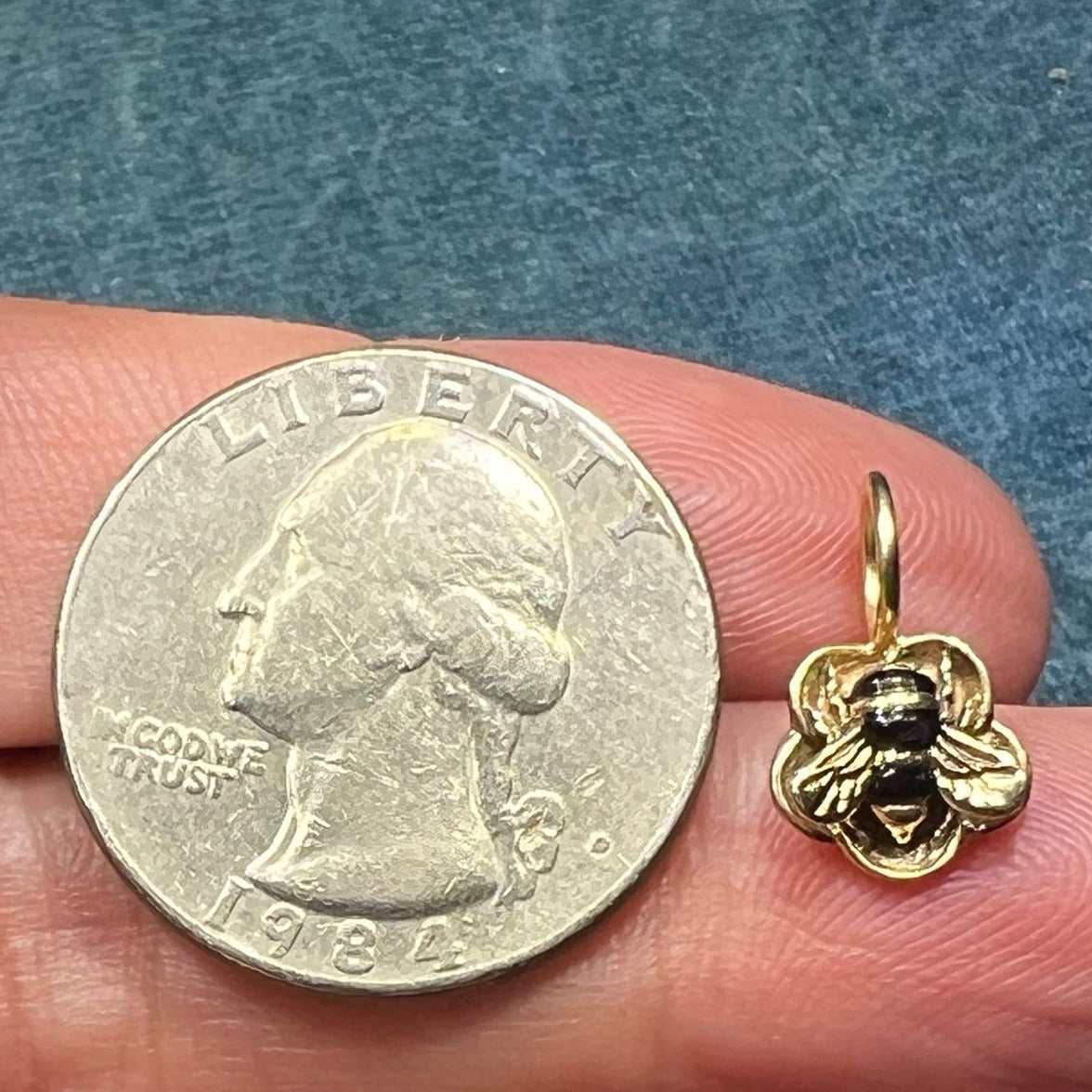 14k Yellow Gold Bumble BEE Pendant. Designer TINY!!