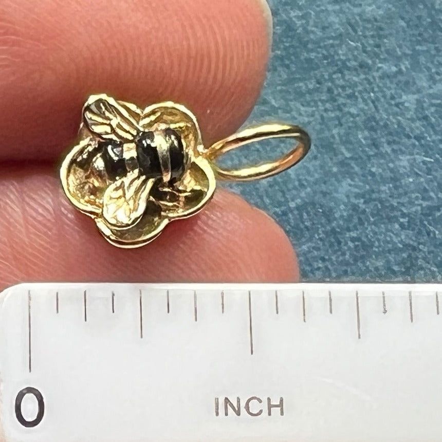 14k Yellow Gold Bumble BEE Pendant. Designer TINY!!