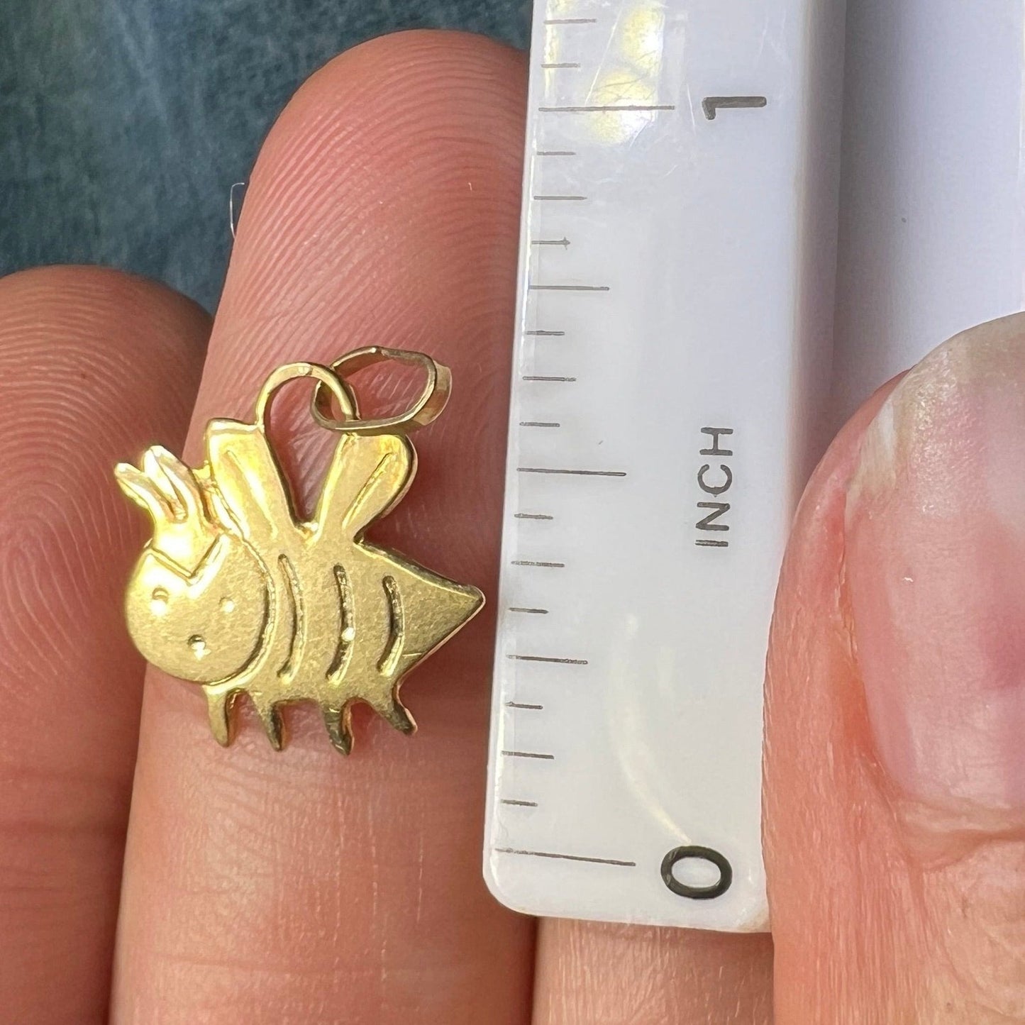 14k Yellow Gold Cranky Bumble Bee Pendant. Tiny!