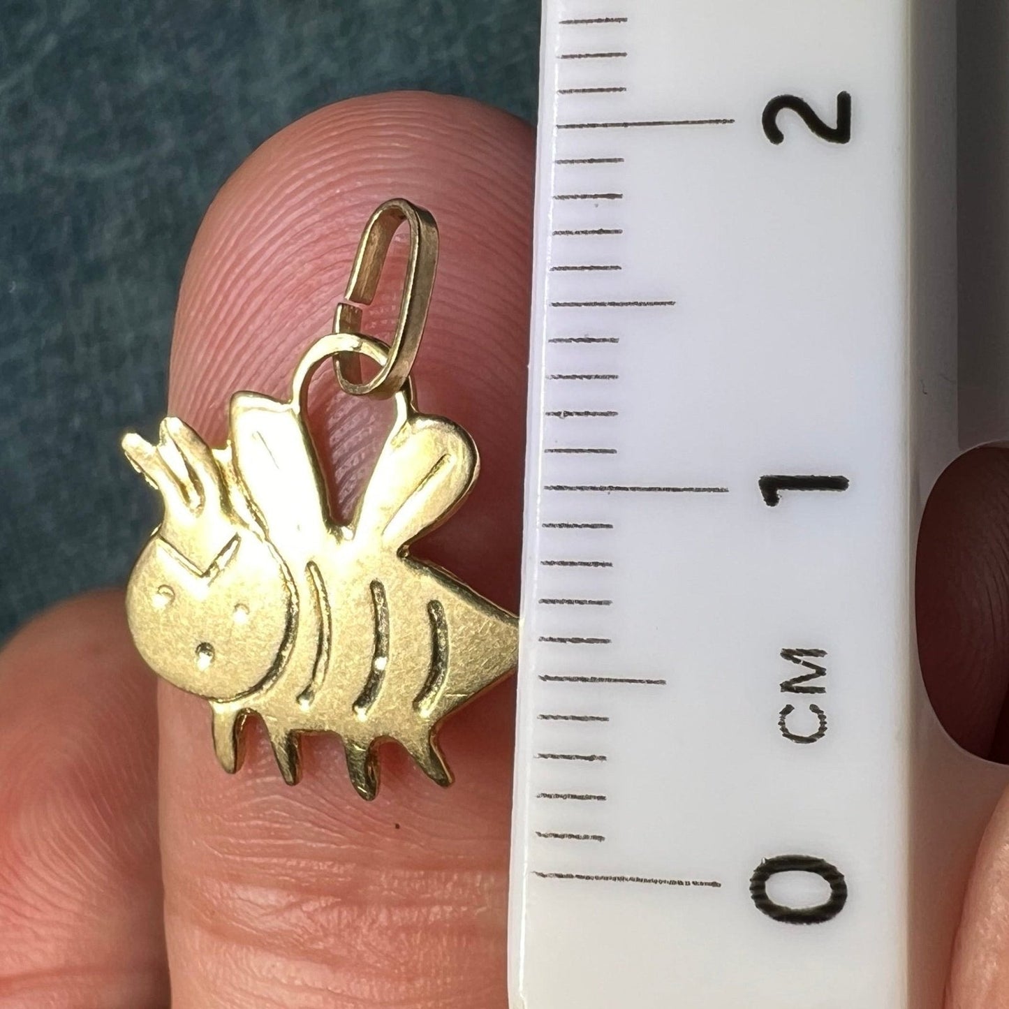 14k Yellow Gold Cranky Bumble Bee Pendant. Tiny!