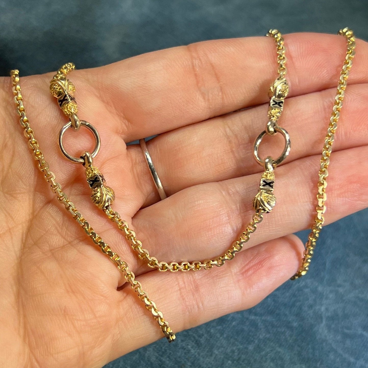 14k Yellow Gold Fancy Watch Chain Necklace. Antique 15g + 20"