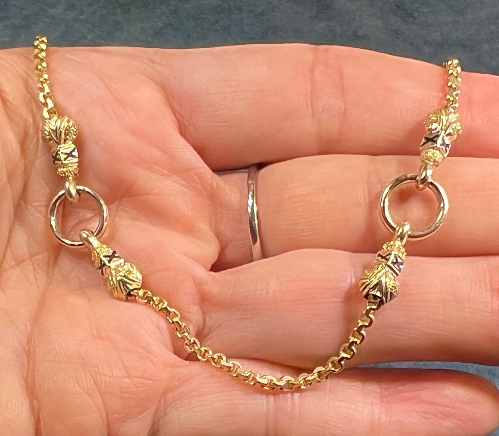 Late Victorian French 18kt Yellow Gold Link Chain Necklace 52