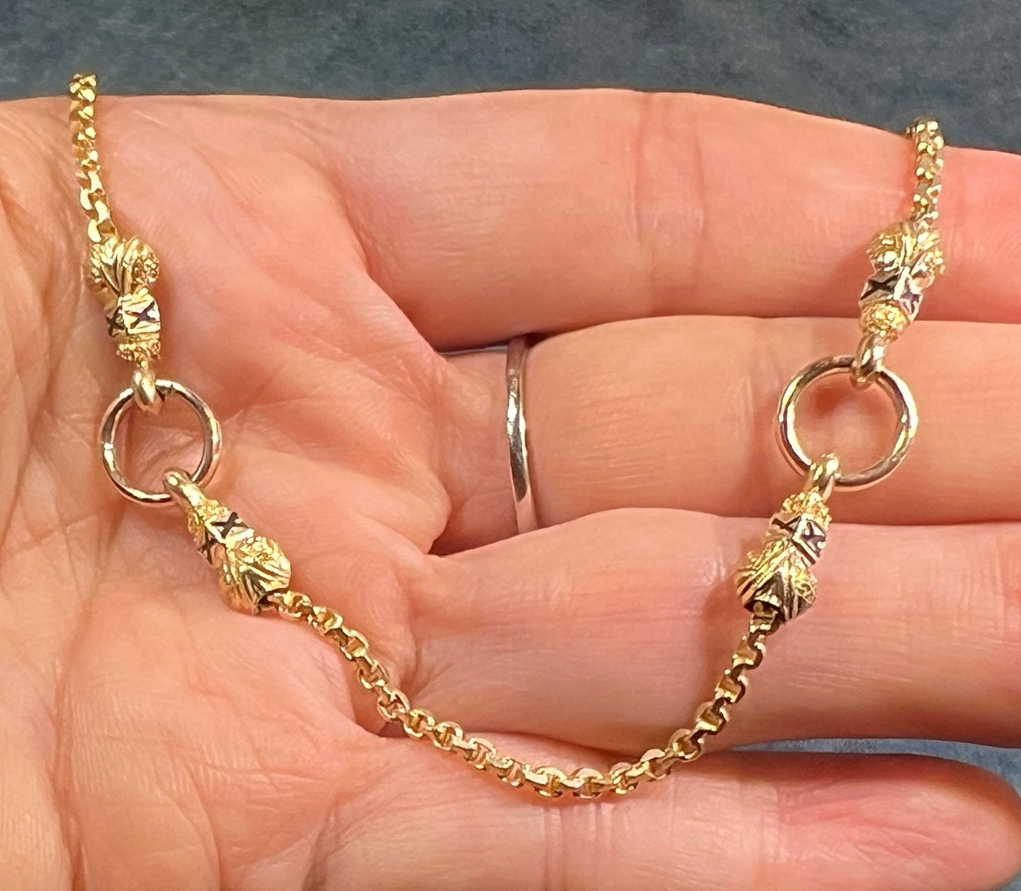 14k Yellow Gold Fancy Watch Chain Necklace. Antique 15g + 20"