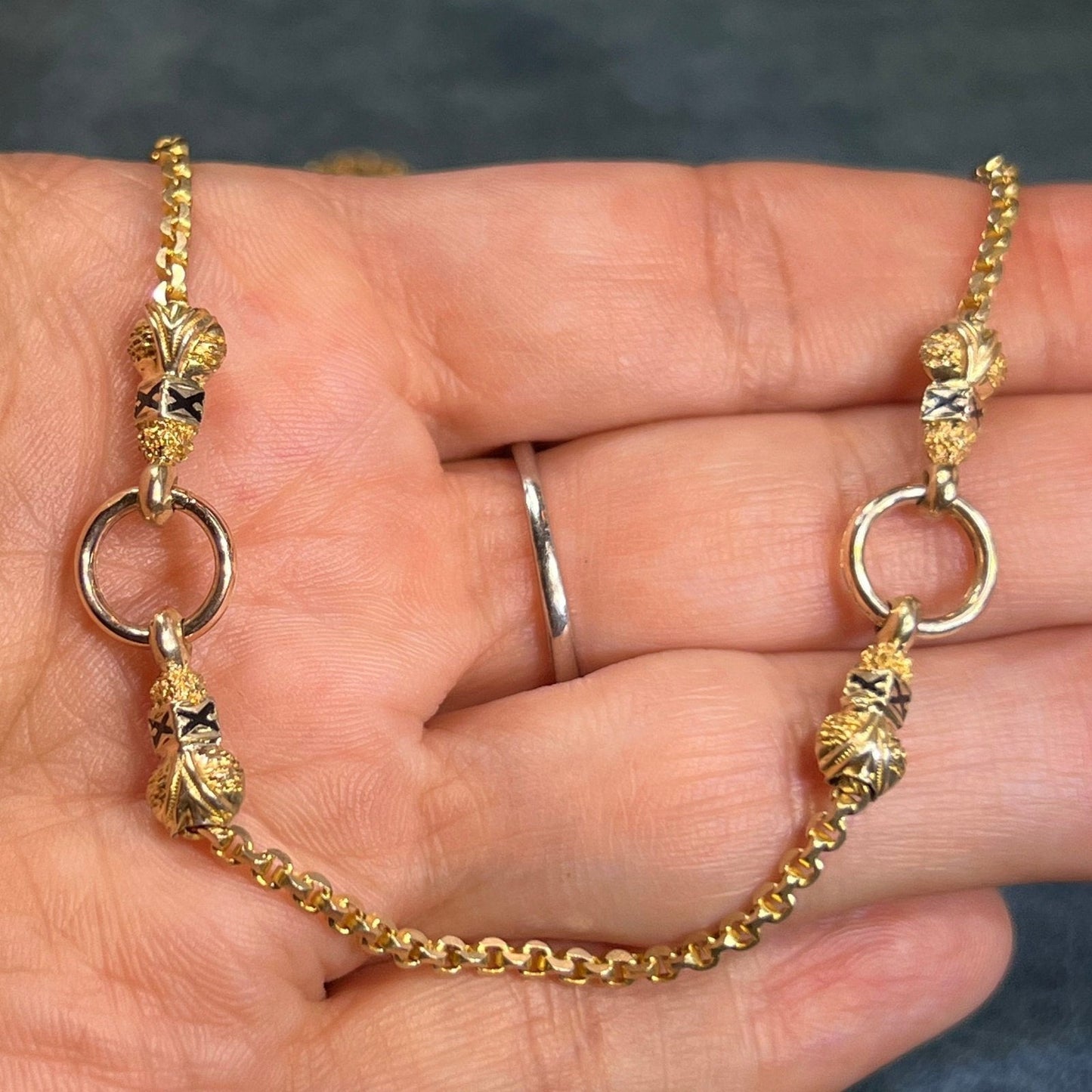 14k Yellow Gold Fancy Watch Chain Necklace. Antique 15g + 20"