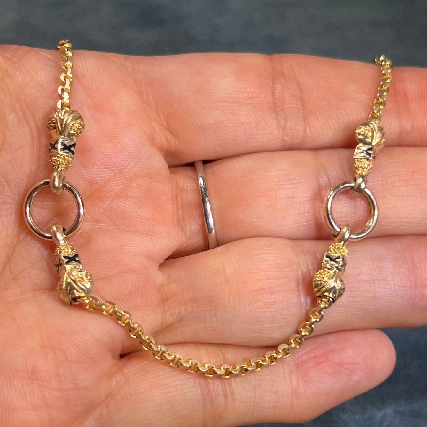 14k Yellow Gold Fancy Watch Chain Necklace. Antique 15g + 20"