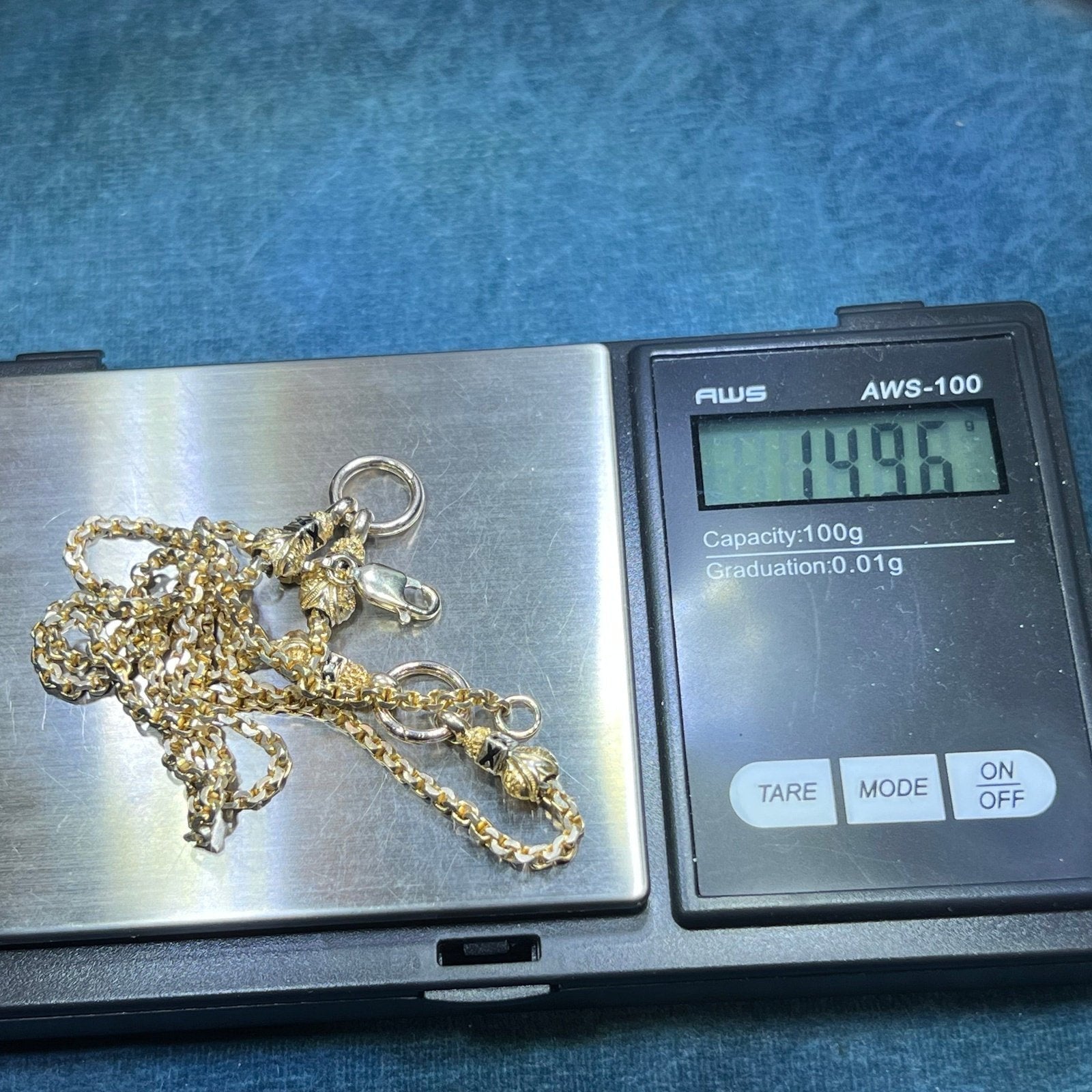 14k Yellow Gold Fancy Watch Chain Necklace. Antique 15g + 20"