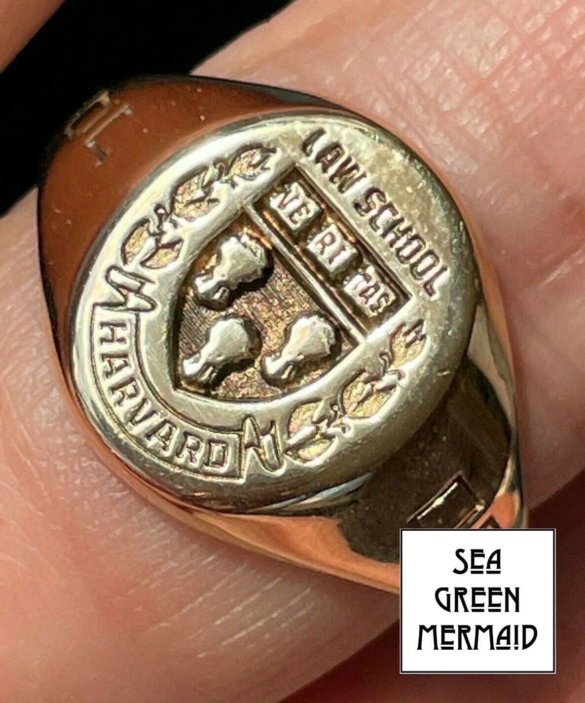 Common Harvard Rings 14k Yellow Gold HARVARD Law Insignia College Class Ring. Jostens. VERI ...