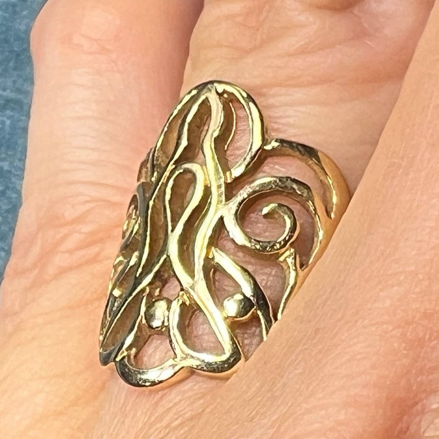 14k Yellow Gold James Avery Ascending Dove Ring. 3/4"