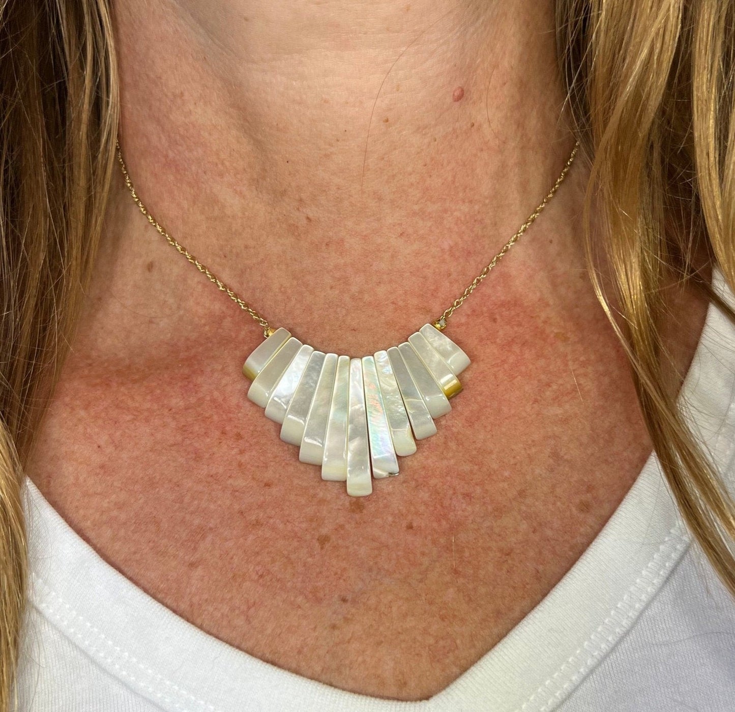14k Yellow Gold MOP Mother of Pearl SUNBURST Necklace *Video*