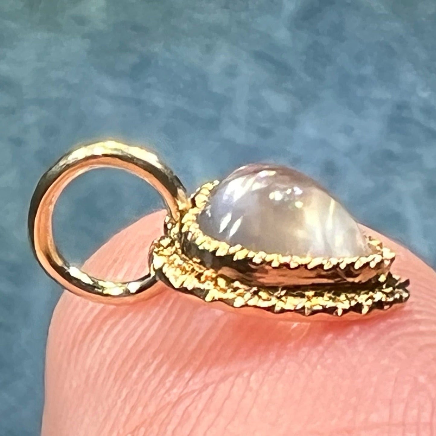 14k Yellow Gold Moonstone Antique Heart Pendant. TINY!