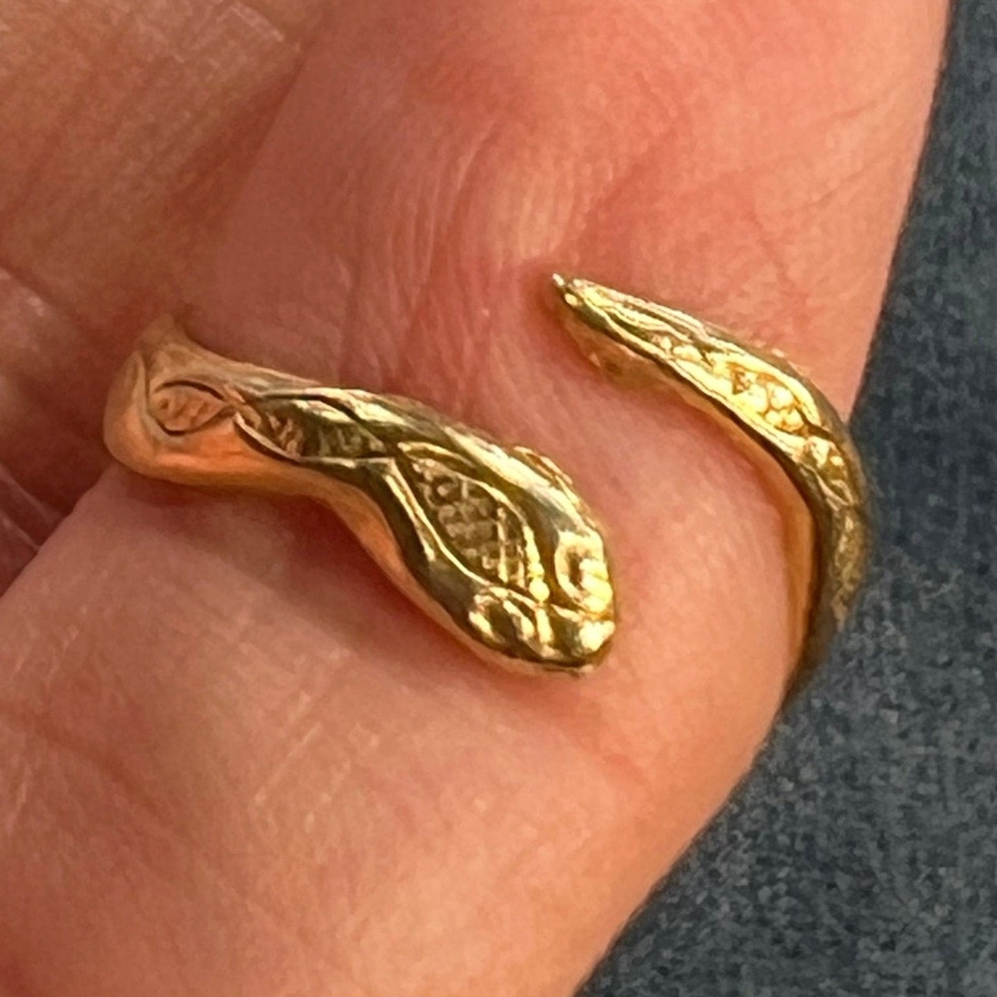 14k Yellow Gold SNAKE Wrap Bypass Ring. Teeny Tiny!