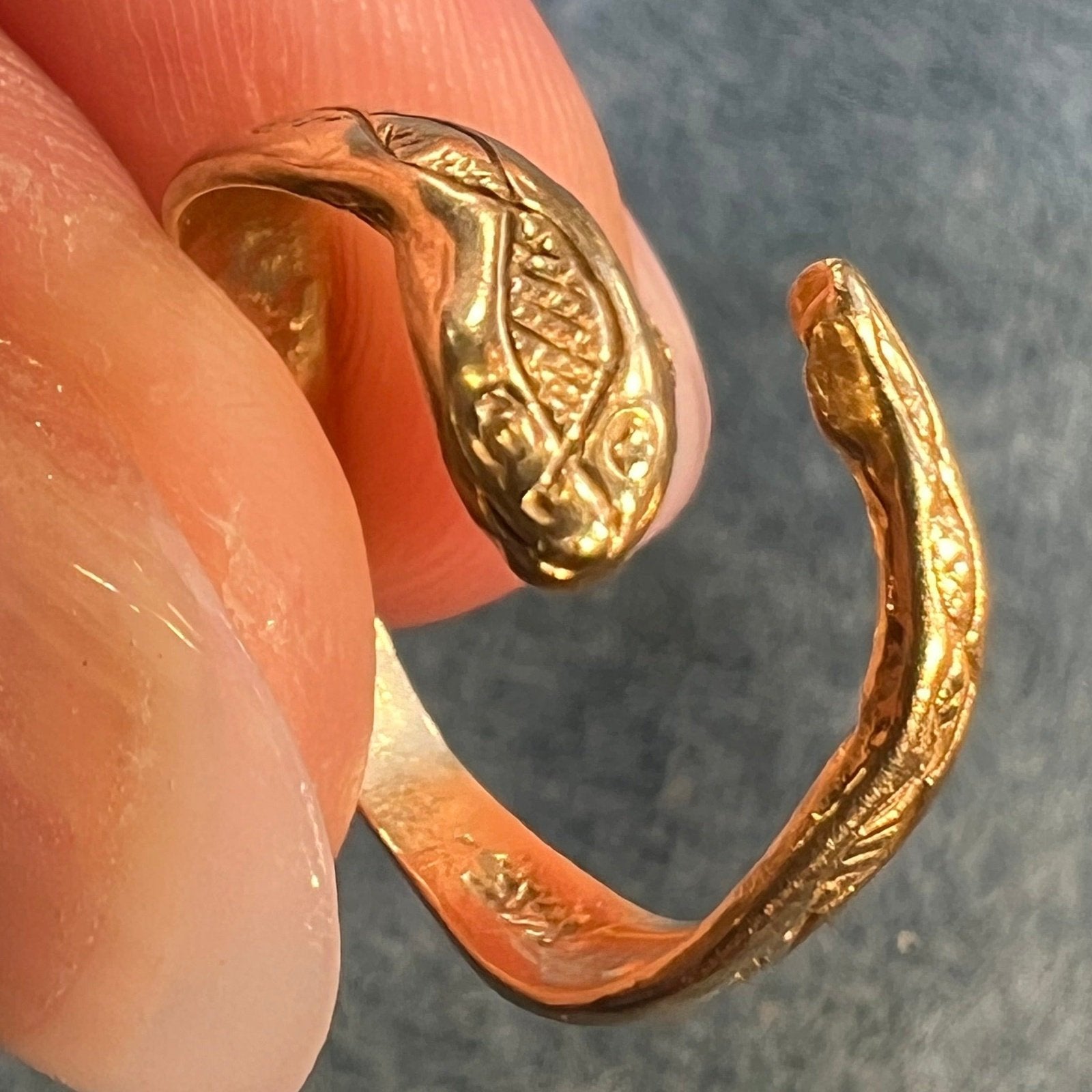 14k Yellow Gold SNAKE Wrap Bypass Ring. Teeny Tiny!