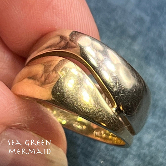 14k Yellow + White Gold Modern Ocean WAVES Wide Band *Video*