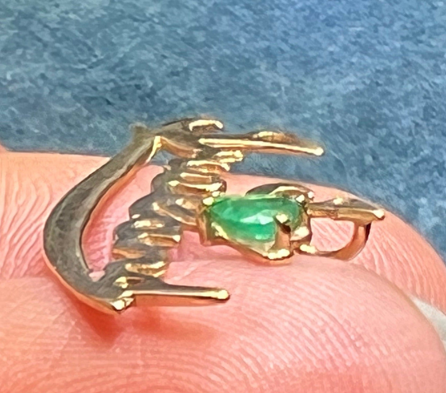 14k Gold 0.45 Ct Emerald Heart *I Love Ireland* Pendant. "Irish Made"