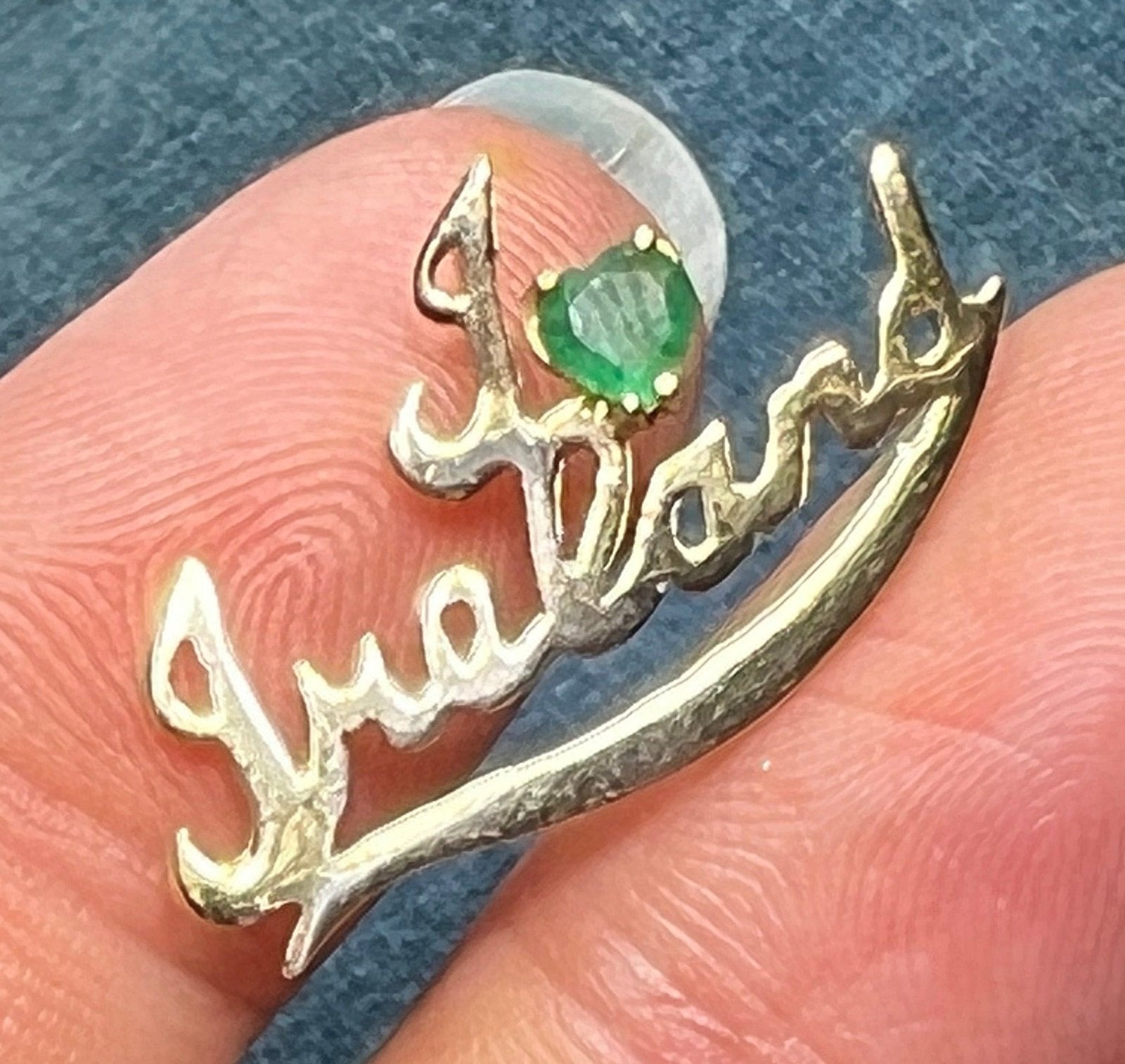 14k Gold 0.45 Ct Emerald Heart *I Love Ireland* Pendant. "Irish Made"