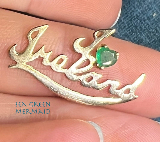 14k Gold 0.45 Ct Emerald Heart *I Love Ireland* Pendant. "Irish Made"
