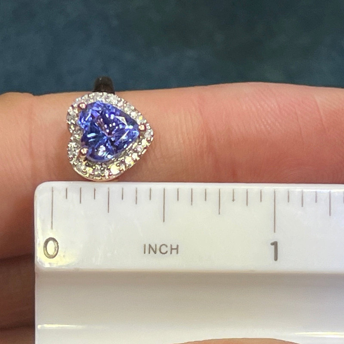 14k Gold 1.2 Ct Blueberry Tanzanite Heart & Diamond Halo Ring
