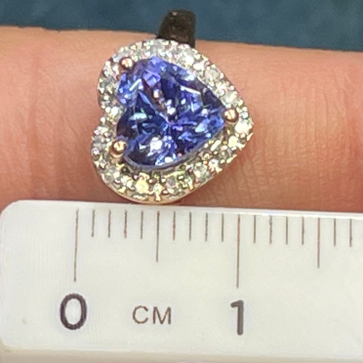 14k Gold 1.2 Ct Blueberry Tanzanite Heart & Diamond Halo Ring