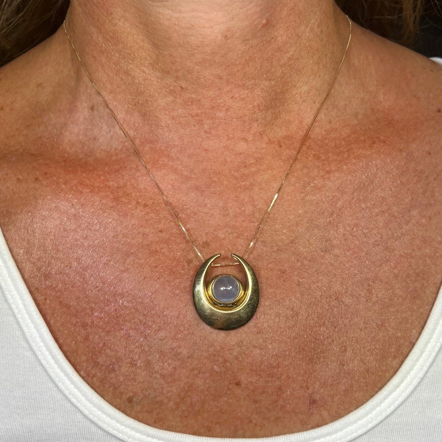 14k Gold 8 Ct Lavender-Gray Blue Star Sapphire Pendant *Video*