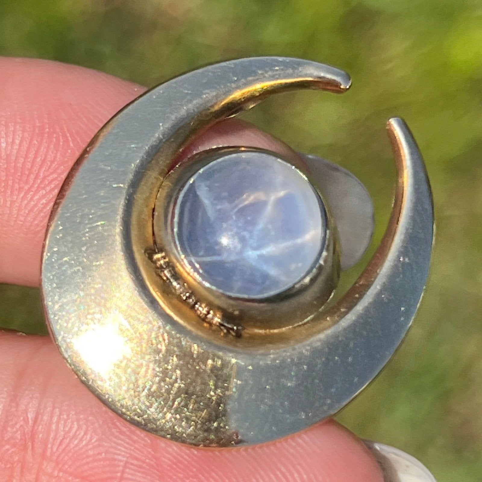 14k Gold 8 Ct Lavender-Gray Blue Star Sapphire Pendant *Video*
