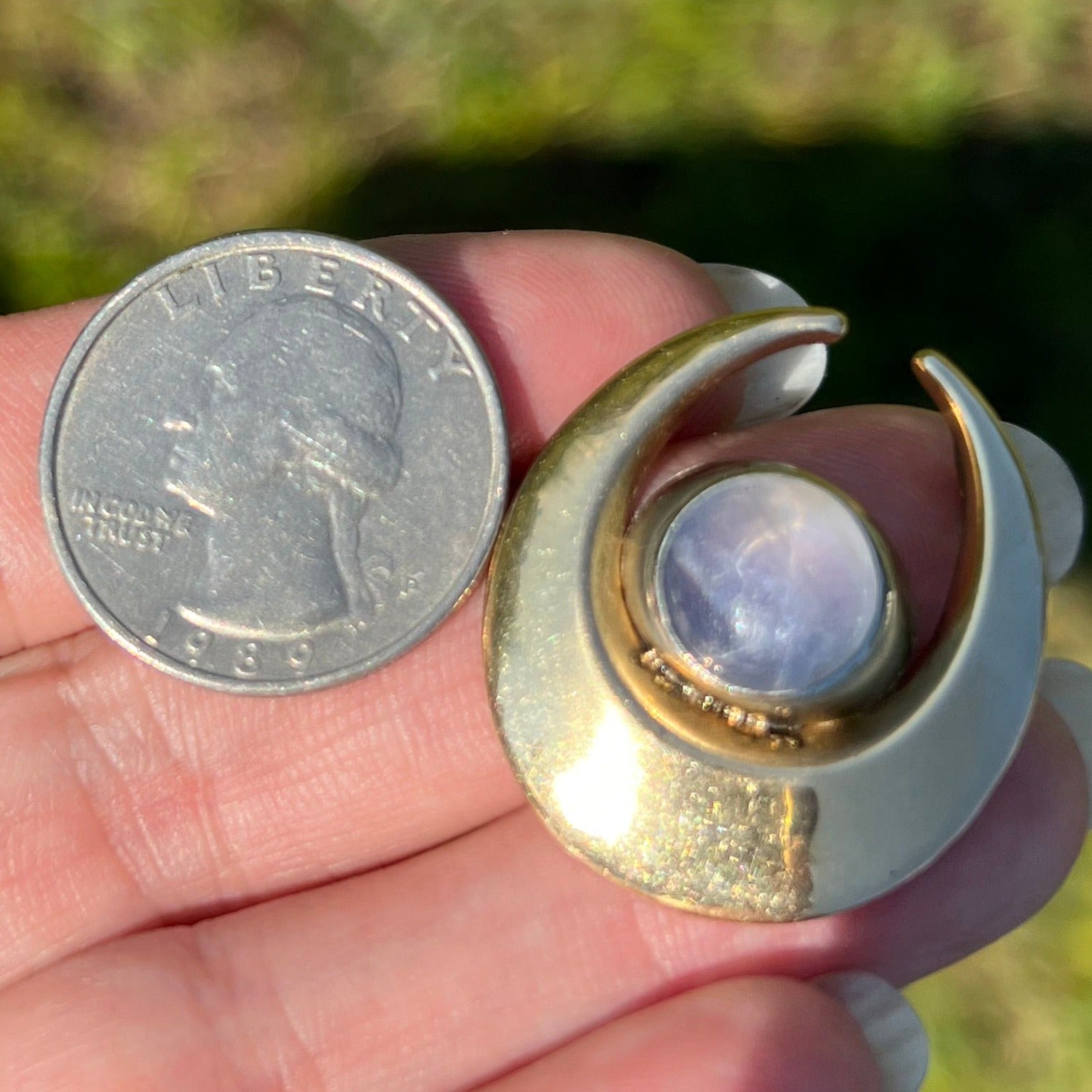 14k Gold 8 Ct Lavender-Gray Blue Star Sapphire Pendant *Video*