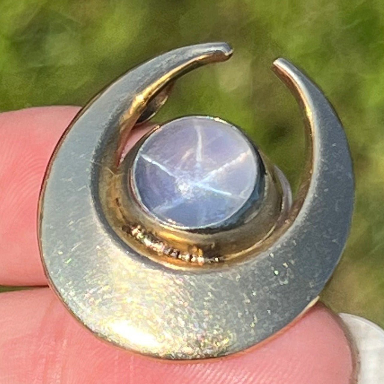 14k Gold 8 Ct Lavender-Gray Blue Star Sapphire Pendant *Video*