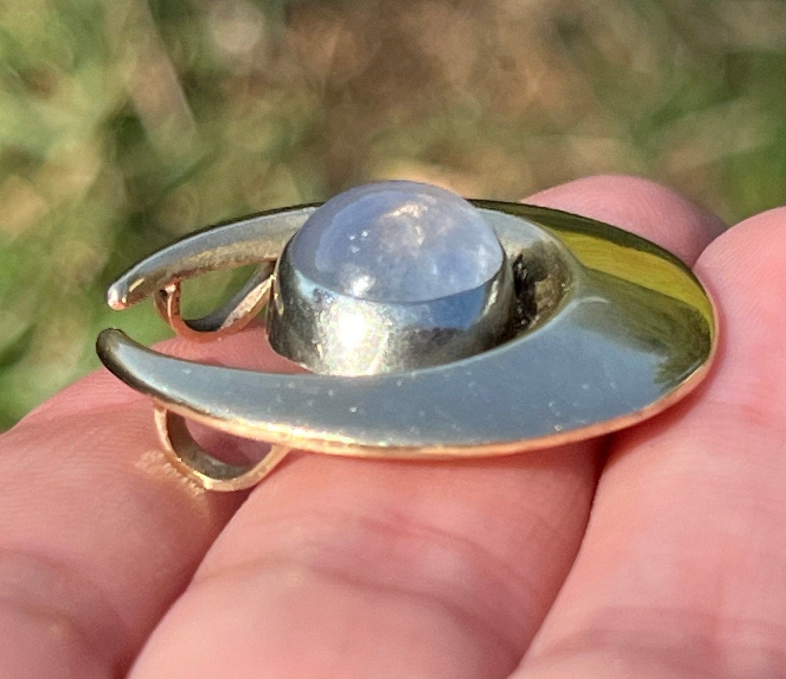 14k Gold 8 Ct Lavender-Gray Blue Star Sapphire Pendant *Video*
