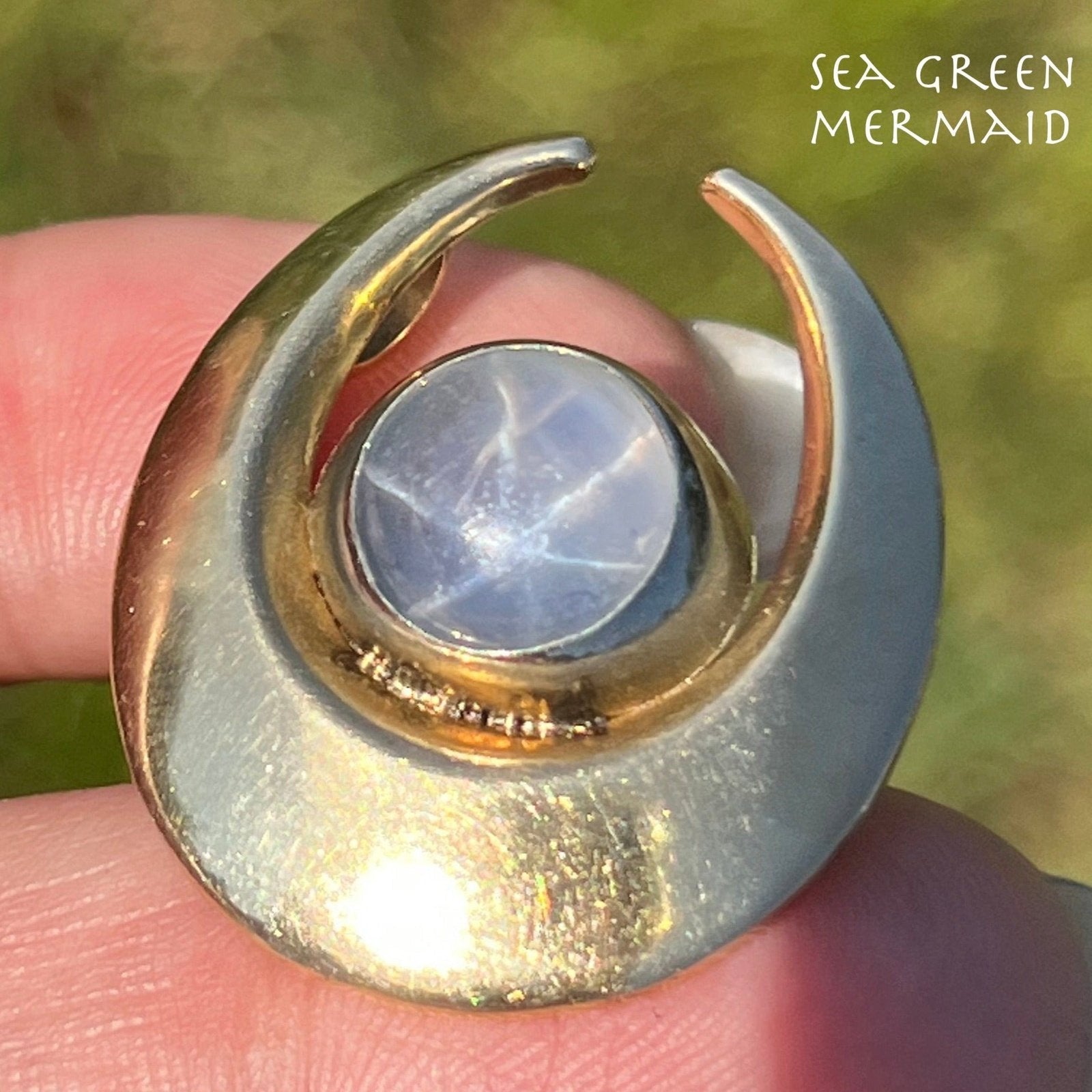 14k Gold 8 Ct Lavender-Gray Blue Star Sapphire Pendant *Video*