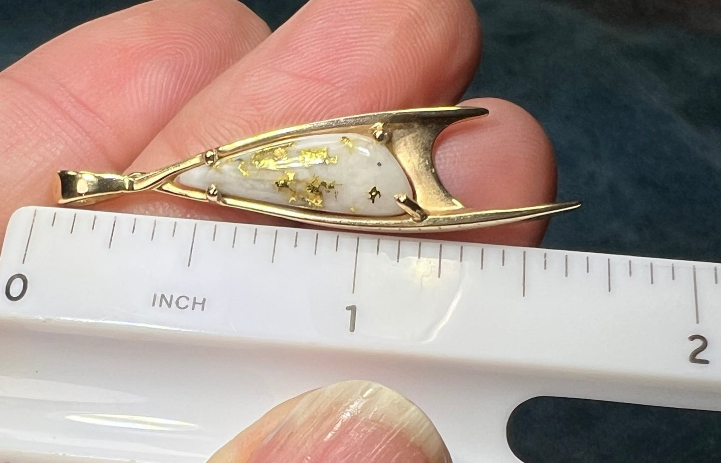 14k Gold ALASKAN Gold in Quartz Tribal Pendant. 1.7" *Video*